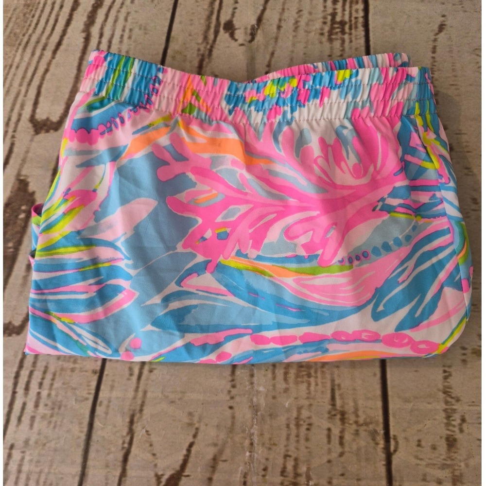 Lilly Pulitzer Luxletic Ocean Trail Shorts Multicolor Tropical Floral XL